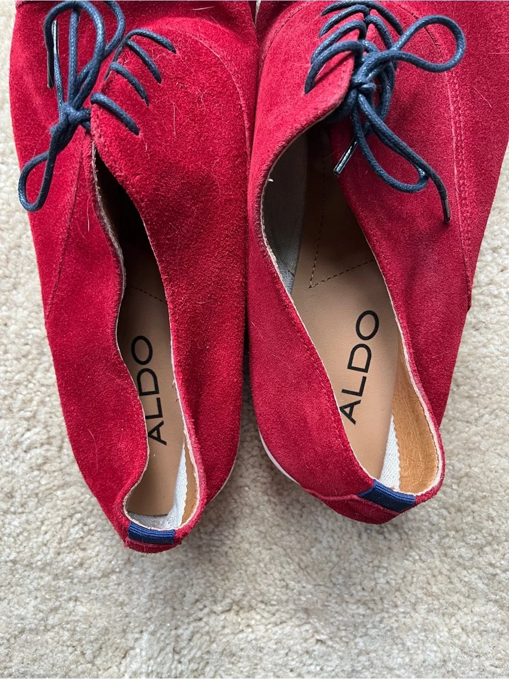 Aldo Men's Red Suede Lace-up Oxford Shoes - Size 11M - VGUC